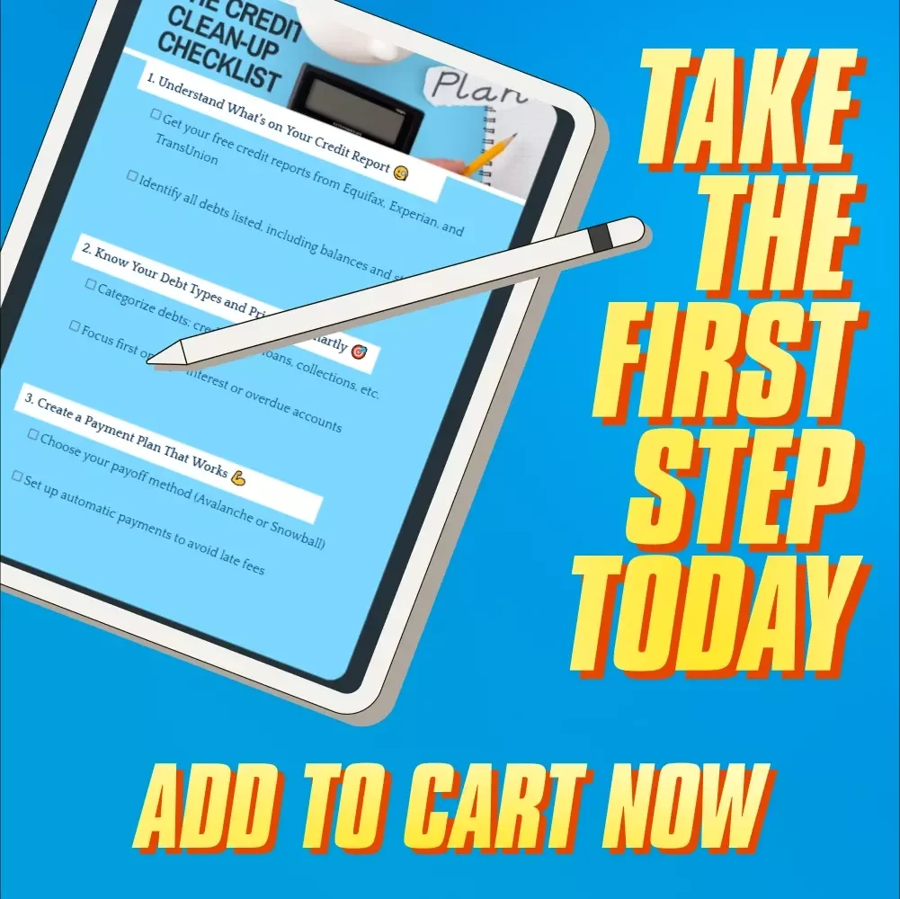 The Credit Clean-Up Checklist | Debt Payoff Planner | How to Pay Off Debt on Credit Report | Credit Report Repair Digital Download