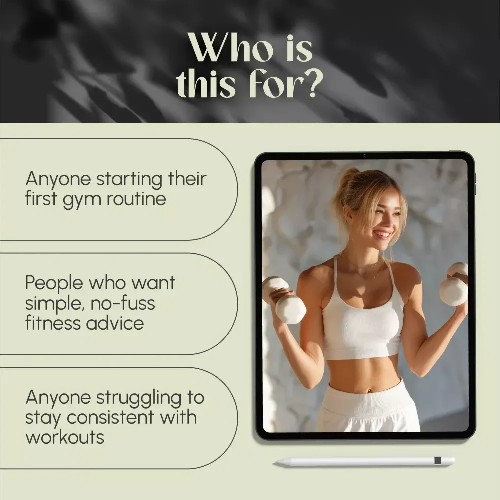 Simple Gym Moves For Beginners Who Want To Stay Fit - Digital Fitness Guide for a Simple Gym Routine, Easy Beginner Workout Plan, Home or Gym Printable