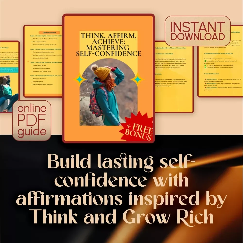 Think, Affirm, Achieve: Mastering Self-Confidence Guide | Think and Grow Rich Self Confidence Affirmation eBook