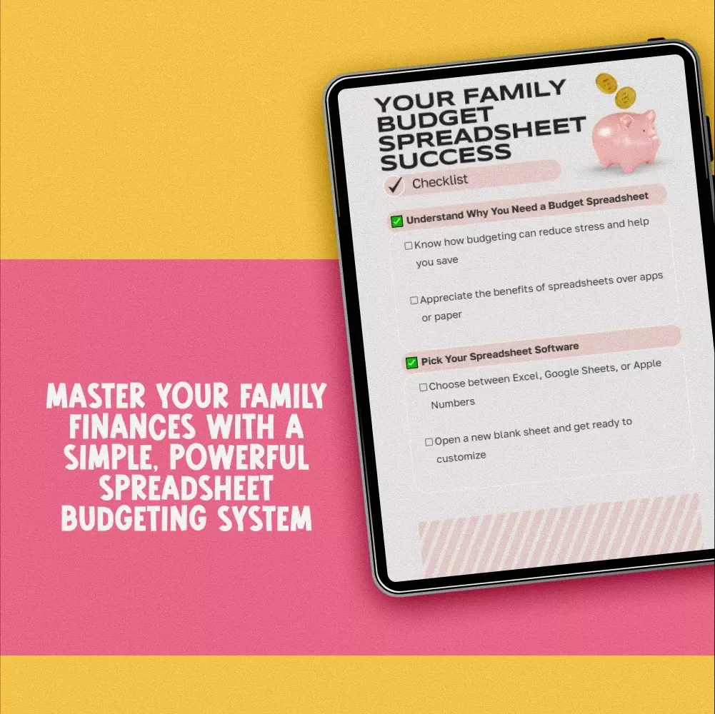 Your Family Budget Spreadsheet Success Checklist | How to Create a Family Budget Spreadsheet | Budgeting Checklist Digital Download