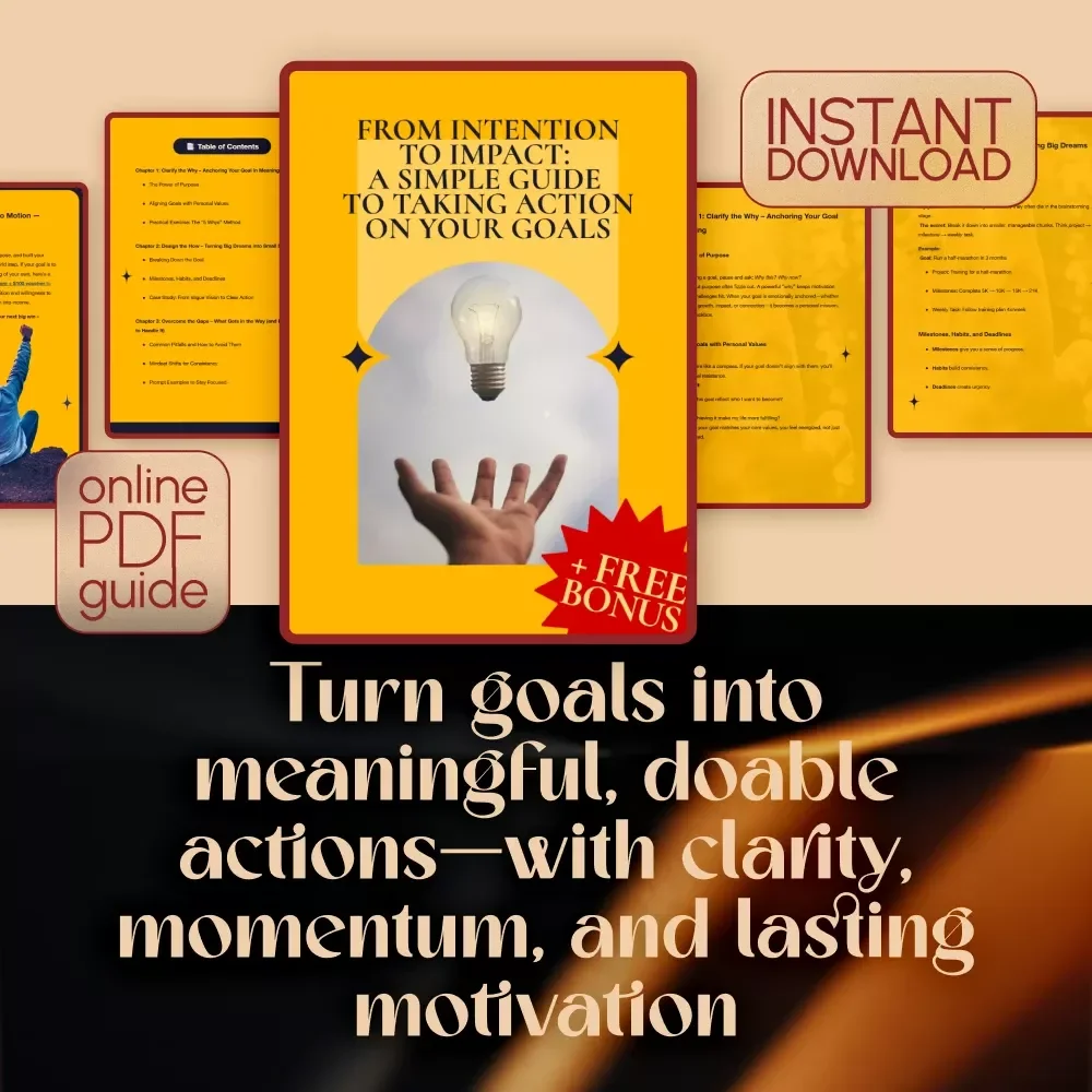From Intention to Impact: A Simple Guide to Taking Action on Your Goals | Goal Planner, Action Guide, Digital Download, Self-Growth eBook