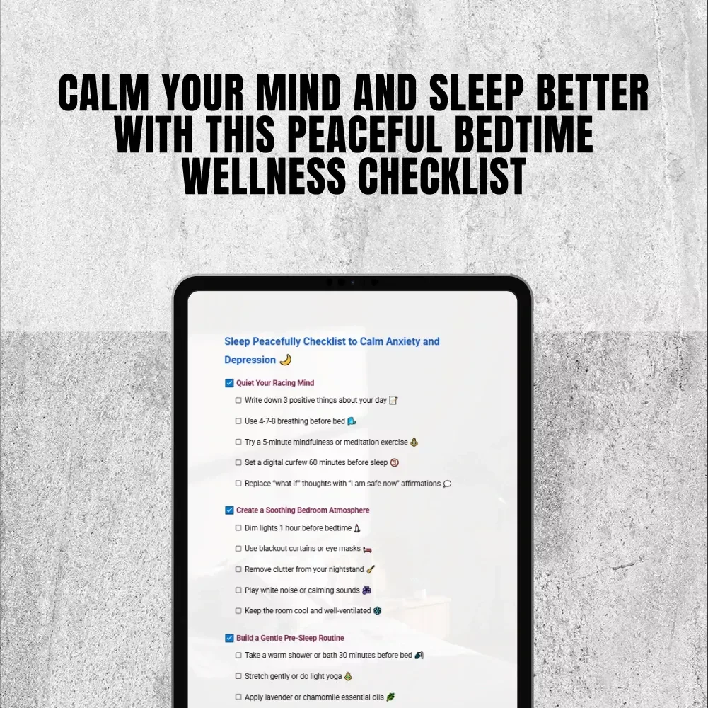 Sleep Peacefully Checklist to Calm Anxiety and Depression | Printable Mental Health Sleep Routine | How to Sleep with Anxiety and Depression PDF