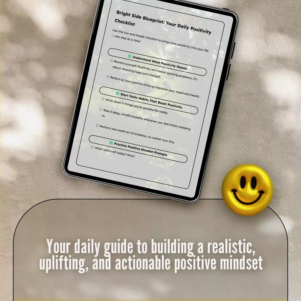Bright Side Blueprint: Your Daily Positivity Checklist | Digital Download for How to Find Positivity in Life | Printable Checklist PDF