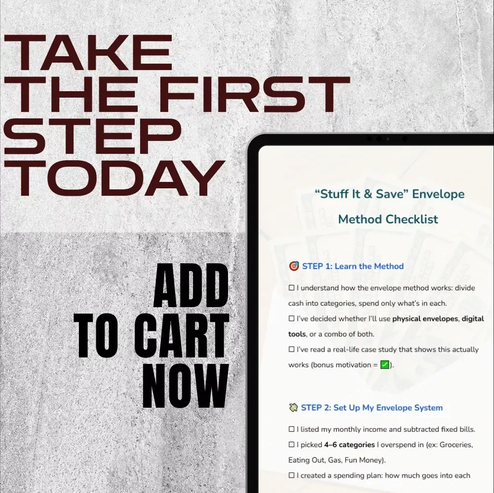 “Stuff It & Save” Envelope Method Checklist | Budgeting Checklist PDF | Cash Envelopes Savings System | Digital Download
