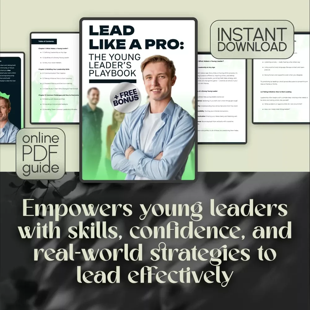 Lead Like a Pro: The Young Leader’s Playbook | How to Be a Young Leader Guide for Teens & Students | Digital Download Leadership eBook