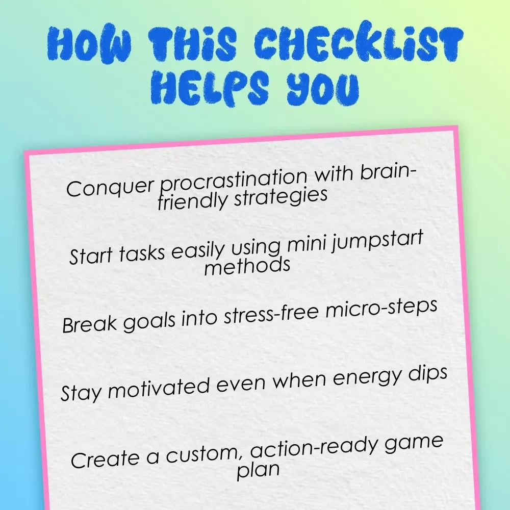 Motivation Made Simple: Your Action-Packed Checklist to Get Things DONE | How to Motivate Yourself to Complete a Task | Productivity Printable Digital Download