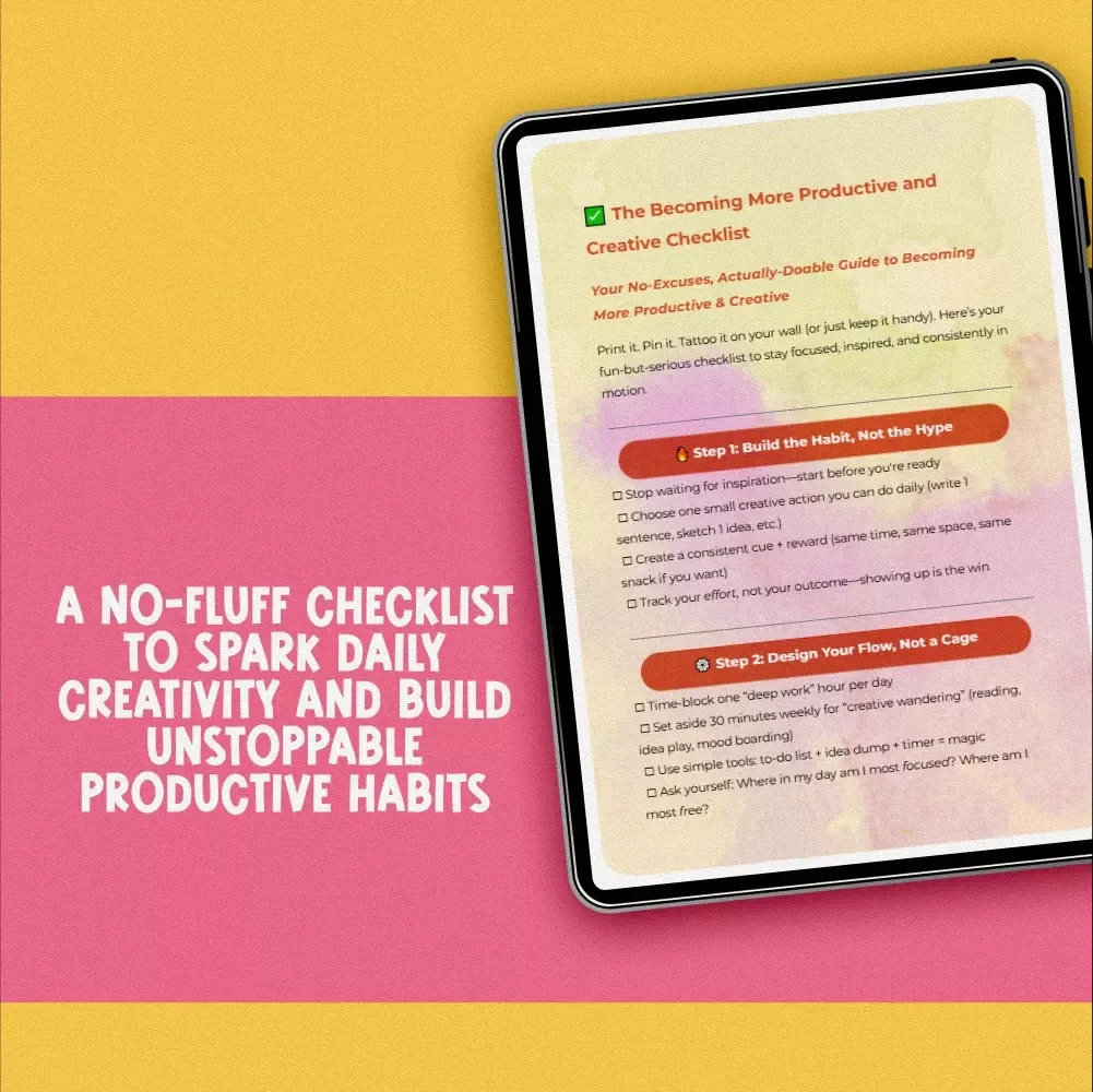 The Becoming More Productive and Creative Checklist | Productivity & Creativity Booster | Digital Download for Creatives & Entrepreneurs
