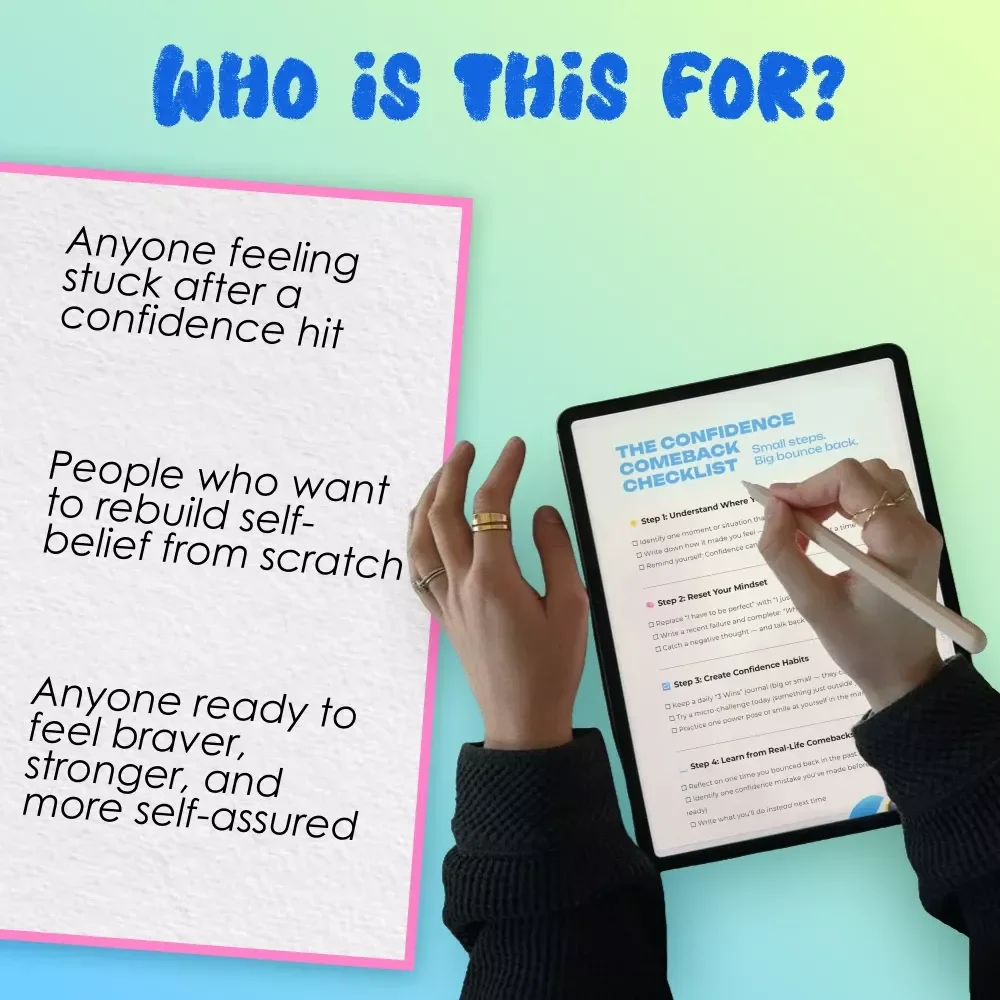 The Confidence Comeback Checklist | How to Regain Lost Confidence | Printable Digital Download for Personal Growth