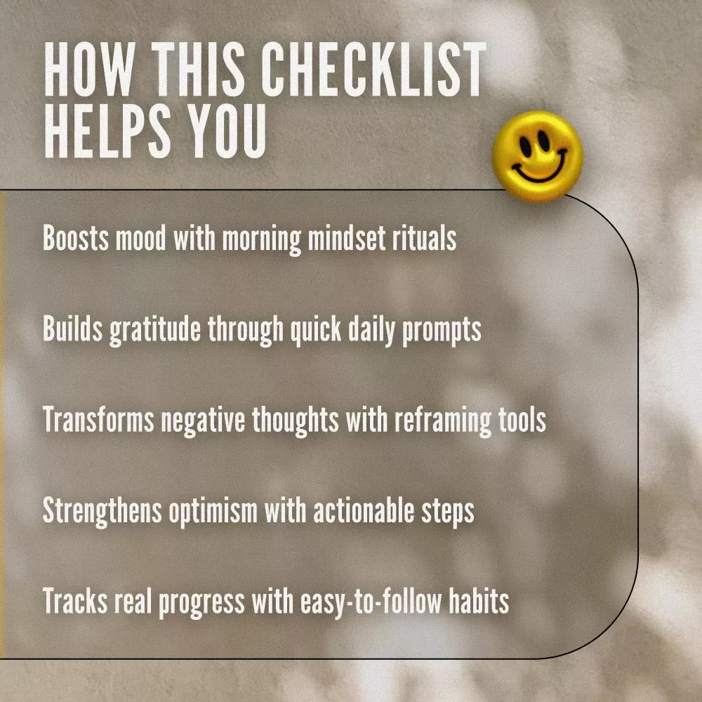 The Positivity Rewire Checklist | How to Train Your Brain to Be Positive | Printable Daily Checklist for Mindset Shifts & Gratitude