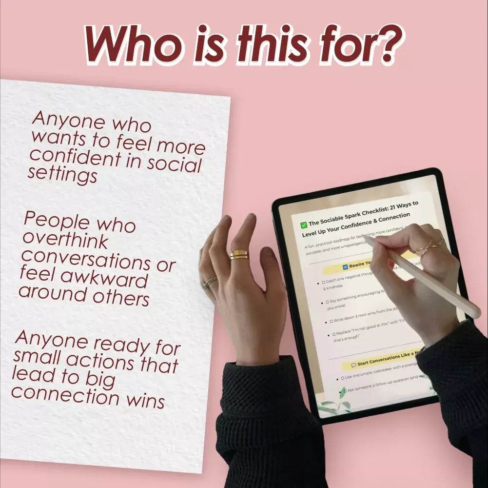 The Sociable Spark Checklist: 21 Ways to Level Up Your Confidence & Connection | How to Become More Sociable and Confident Digital Download
