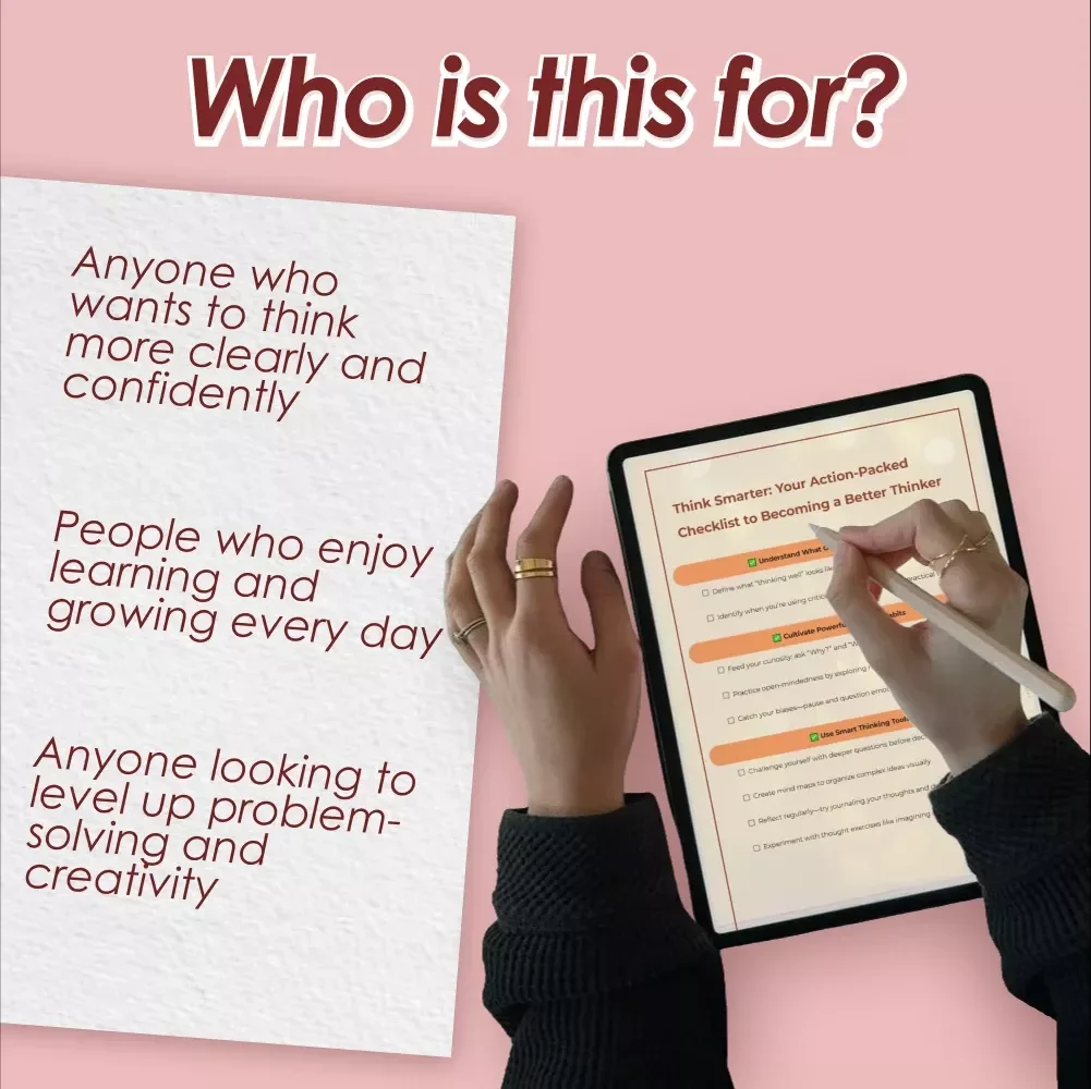 Think Smarter: Your Action-Packed Checklist to Becoming a Better Thinker | Digital Download | How to Become a Better Thinker Guide