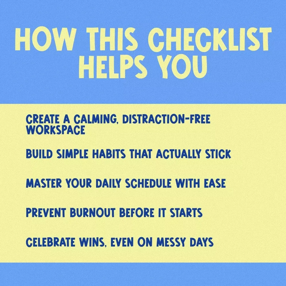 The Homegrown Focus Checklist | How to Become Productive at Home | Printable Digital Download
