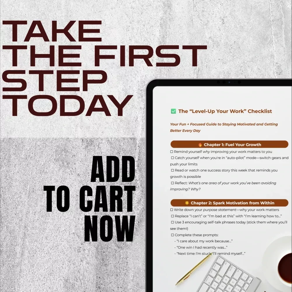 The “Level-Up Your Work” Checklist | Digital Download for Self-Improvement, Motivation, and Personal Growth