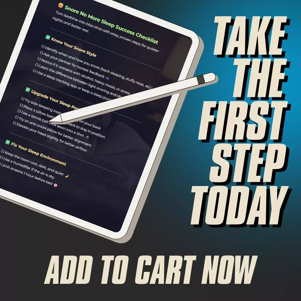 Snore No More Sleep Success Checklist | How to Not Snore at Night | Printable Anti-Snoring Guide, Digital Sleep Checklist for Better Rest