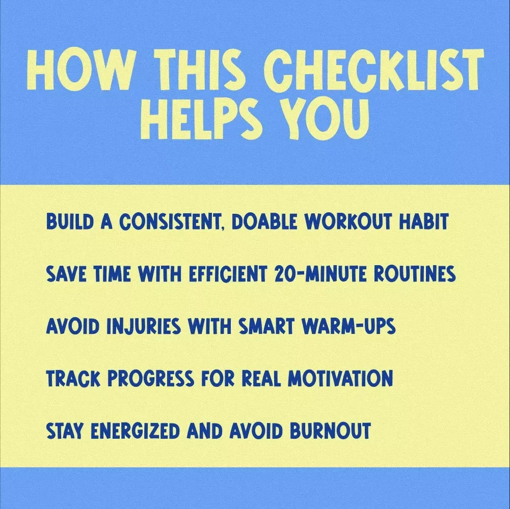 Get Fit Fast Workout Checklist | Quick Workout Routine PDF | Printable Fitness Planner | 20-Minute Home Workout Guide | Instant Digital Download