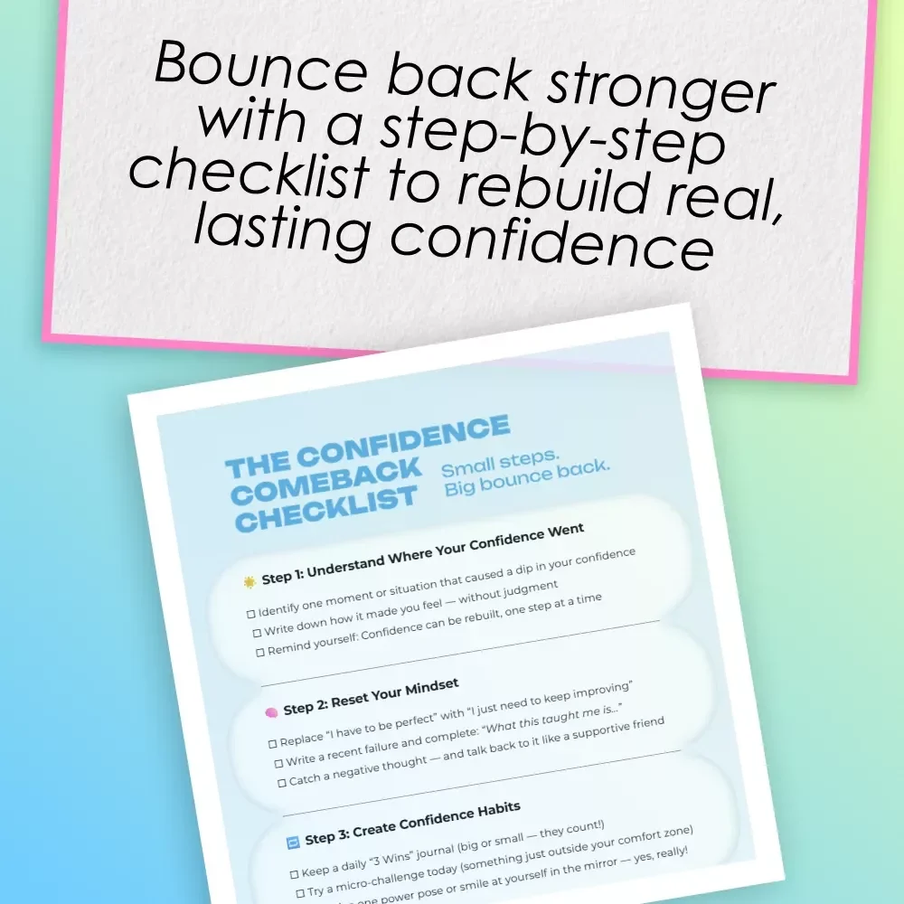 The Confidence Comeback Checklist | How to Regain Lost Confidence | Printable Digital Download for Personal Growth