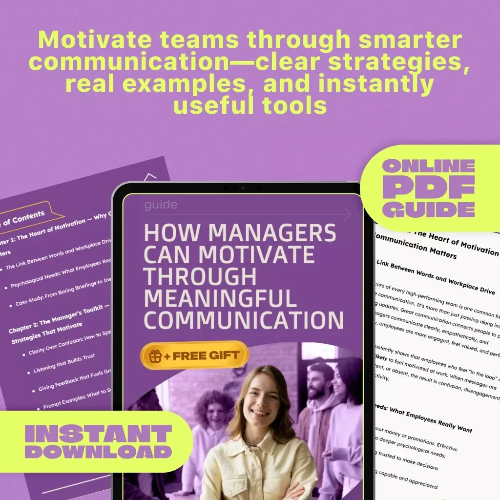 How Managers Can Motivate Through Meaningful Communication | Effective Communication Guide to Motivate Employees | Digital Download for Leaders & Teams