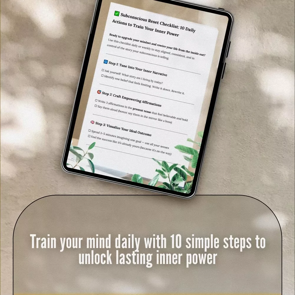 Subconscious Reset Checklist: 10 Daily Actions to Train Your Inner Power | Mindset Growth Tool | Subconscious Mind Exercises | Digital Download