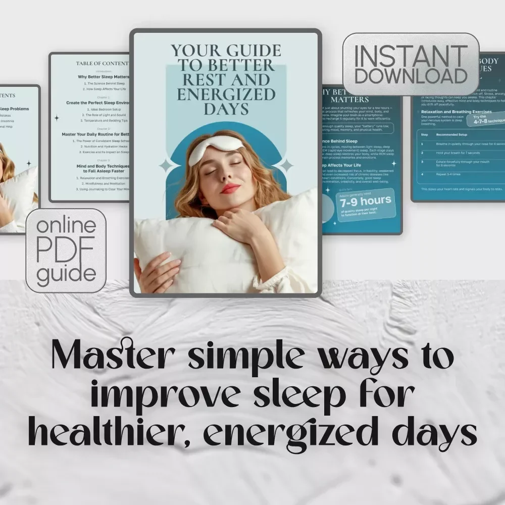 Your Guide to Better Rest and Energized Days | Digital Download for Sleep Tips, Things to Do to Improve Sleep, and Sleep Routine Ideas