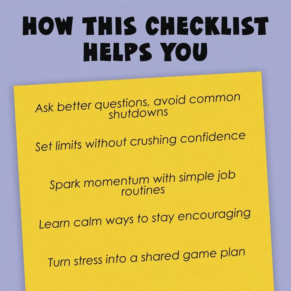 Motivation Kickstart Checklist: Help Your Son Go from Stuck to Hired – Digital Download | How to Motivate Your Son to Get a Job | Printable Job Motivation Guide for Parents