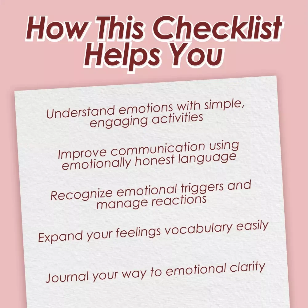 The Heart Smart Checklist: 12 Fun & Actionable Ways to Upgrade Your Emotional Literacy | How to Develop Emotional Literacy | Printable Digital Checklist Guide