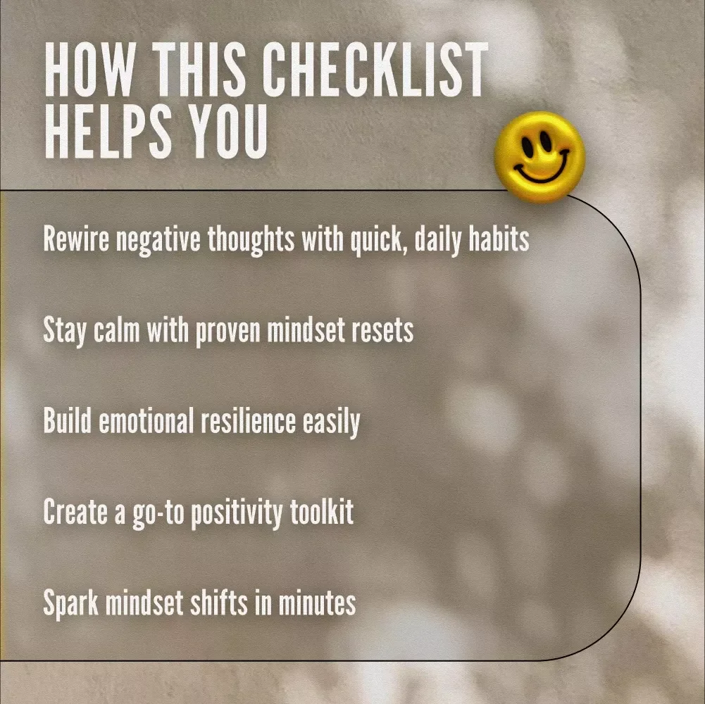 Bright Side Brain: 10-Step Positivity Power-Up Checklist | Digital Download for How to Think Positive When Stressed | Printable Mental Wellness Checklist