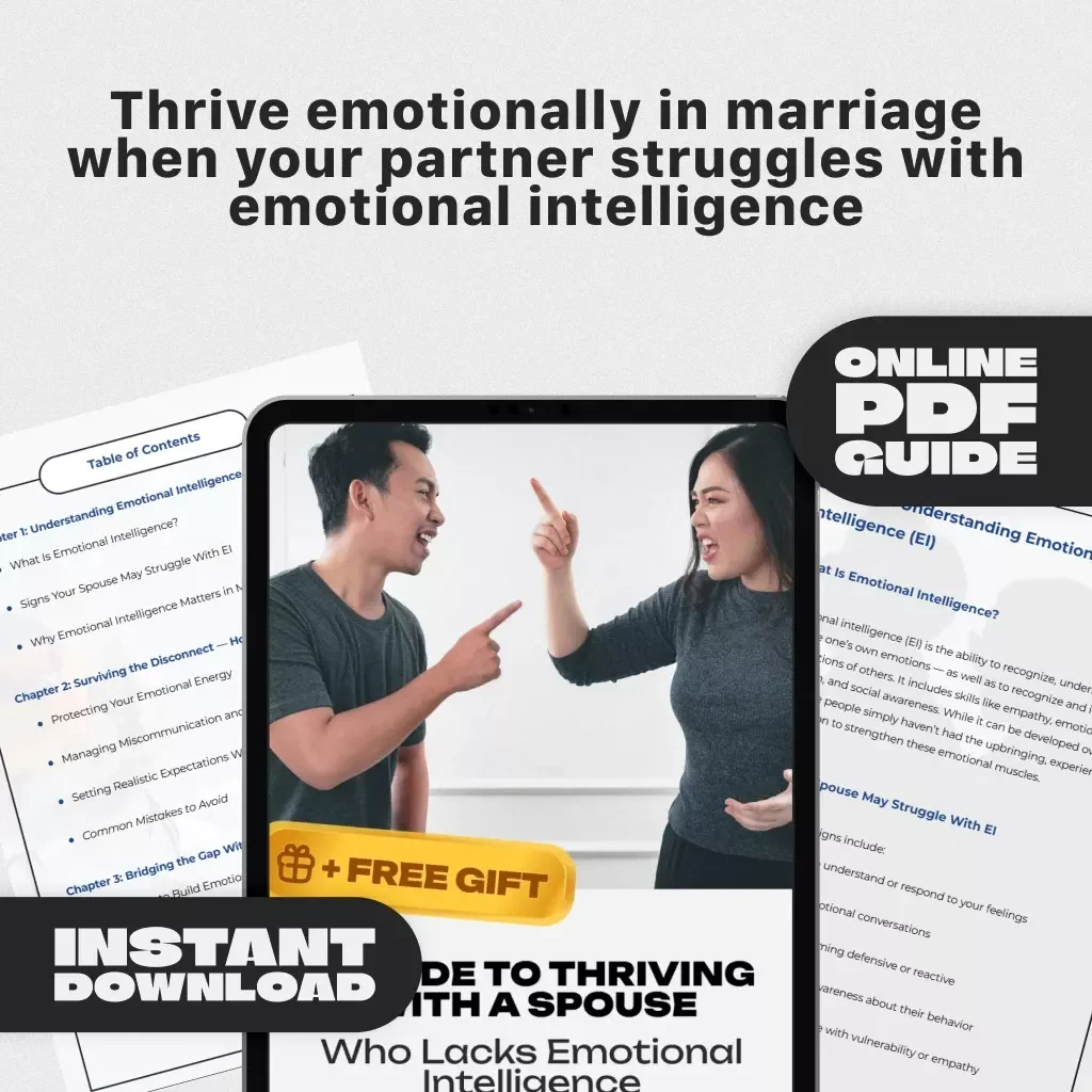 A Guide to Thriving with a Spouse Who Lacks Emotional Intelligence – How to Deal with a Spouse with Low Emotional Intelligence, Printable Marriage Help, Digital Guide for Relationships