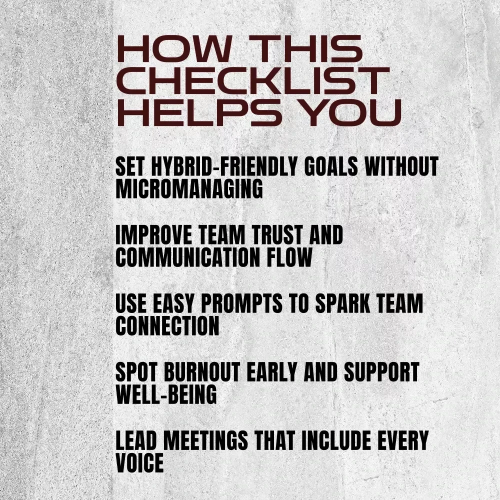 Hybrid Leadership Power Checklist: Lead From Anywhere Like a Pro | How to Lead Hybrid Teams | Digital Download for Modern Managers