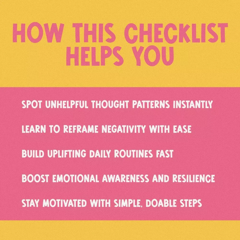 The Positivity Power-Up Checklist: Your Action Plan to Flip Negative Thinking | Digital Download to Change a Negative Attitude to a Positive Attitude