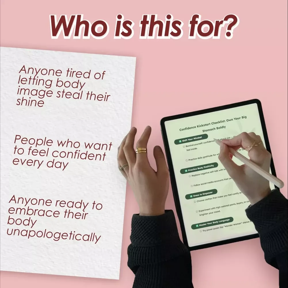 Confidence Kickstart Checklist: Own Your Big Stomach Boldly | Body Positivity Self-Esteem Guide | How to Be Confident with a Big Stomach | Digital Download PDF