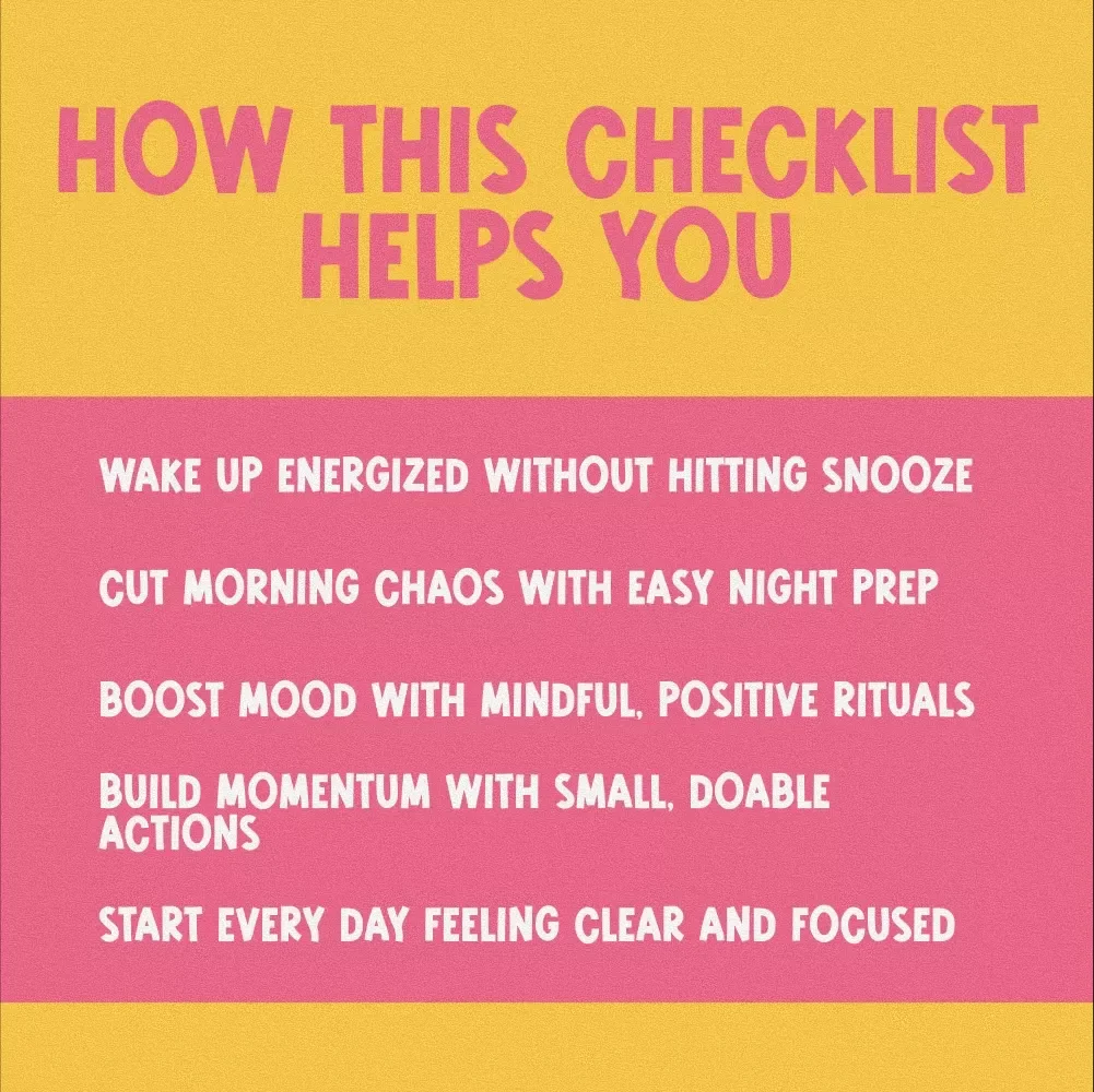 The Energized Morning Checklist: Wake Up Bright, Bold & Ready to Roll | Morning Routine Guide | How to Wake Up Energized and Motivated | Printable Digital Checklist