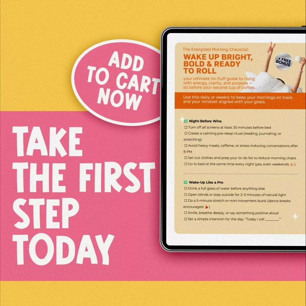 The Energized Morning Checklist: Wake Up Bright, Bold & Ready to Roll | Morning Routine Guide | How to Wake Up Energized and Motivated | Printable Digital Checklist