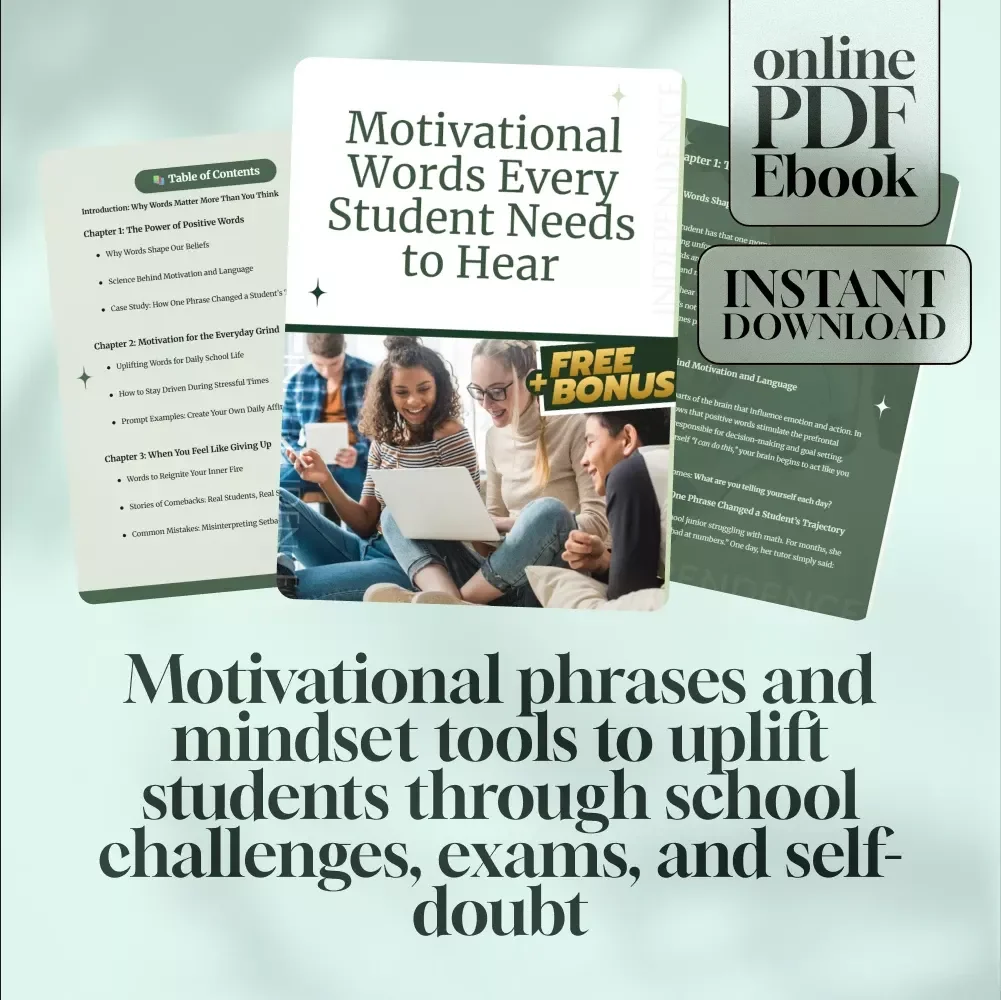 Motivational Words Every Student Needs to Hear | Digital Download eBook for Student Encouragement, Motivation Words for Students, Academic Inspiration Guide