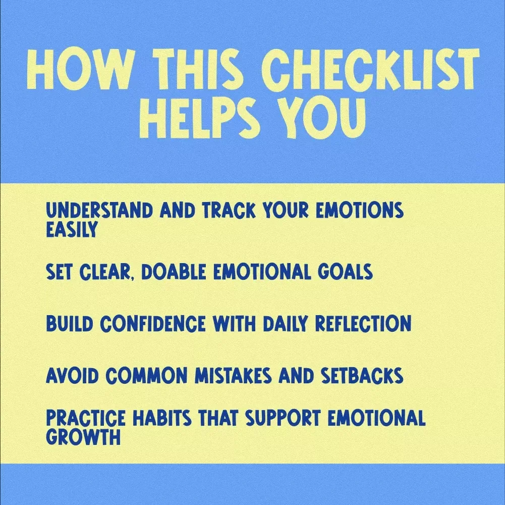 The Feel-Good Goals Checklist: Your Step-by-Step Guide to Emotional Wins! | Printable Examples of Emotional Goals for Students | Emotional Strength & Confidence Tracker