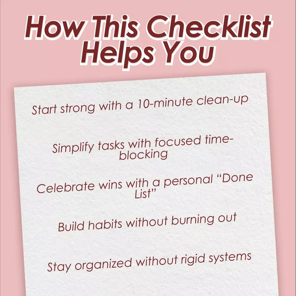 The Organized & On-Point Checklist | Digital Download to Become More Organized and Efficient | Printable Productivity Tool