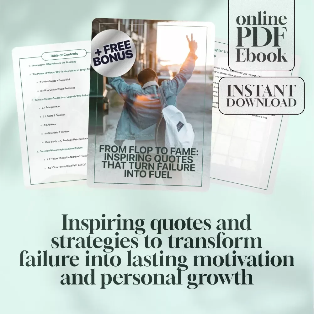 From Flop to Fame: Inspiring Quotes That Turn Failure Into Fuel | Failure to Success Quotes eBook, Digital Download Guide for Resilience & Motivation