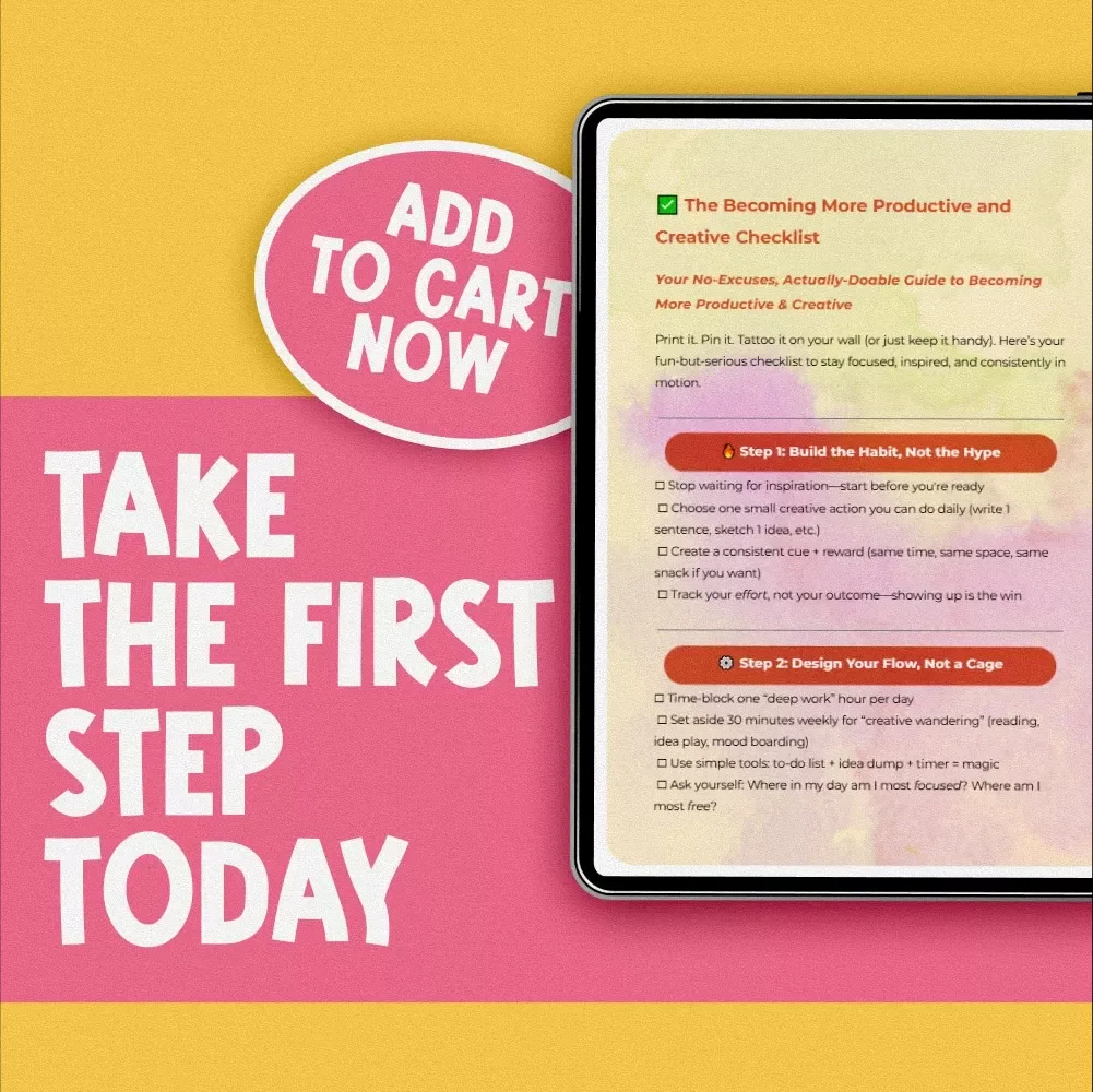 The Becoming More Productive and Creative Checklist | Productivity & Creativity Booster | Digital Download for Creatives & Entrepreneurs