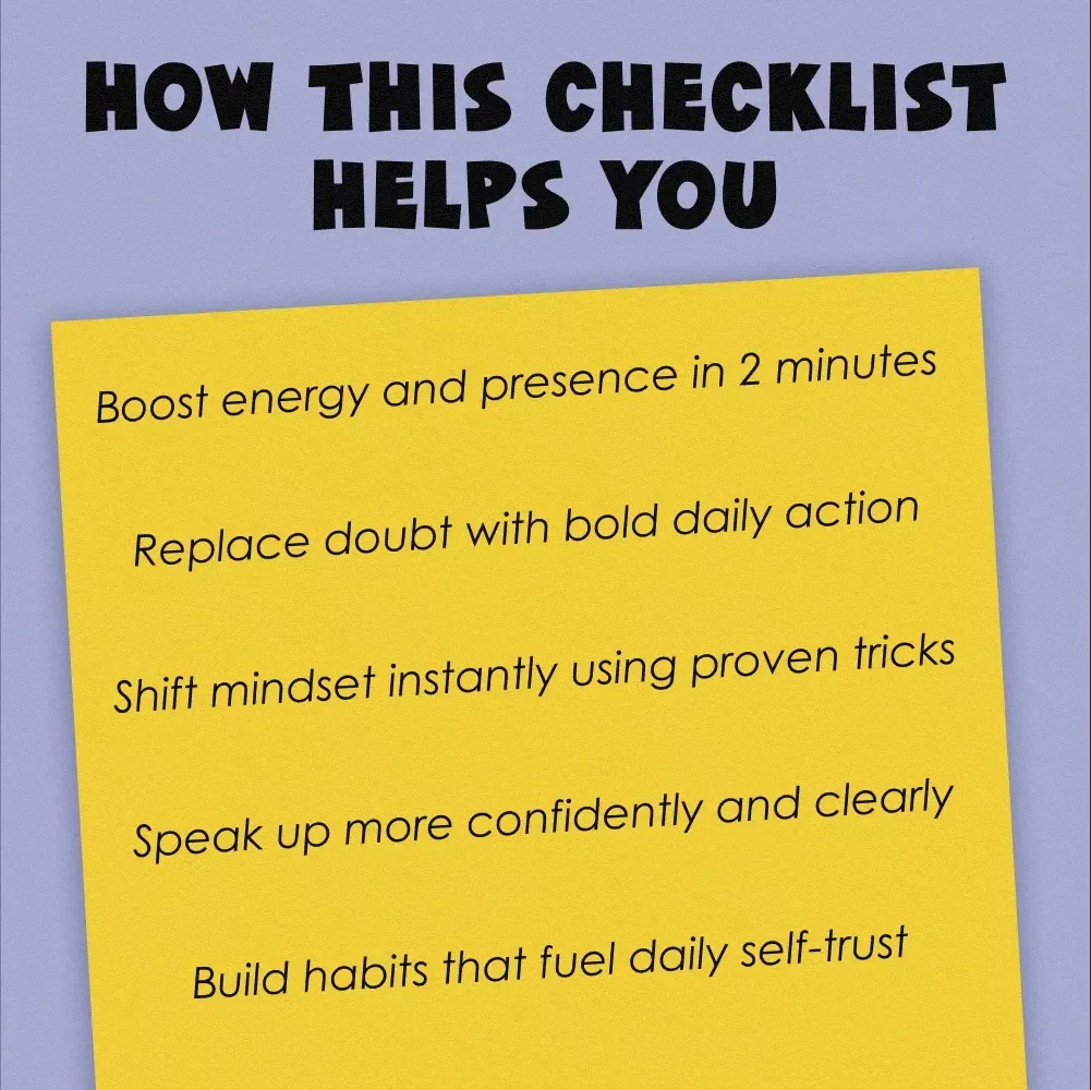 The Instant Confidence Checklist: 10 Bold Moves to Power Up Your Day | How to Boost Confidence Quickly | Printable Confidence Guide PDF