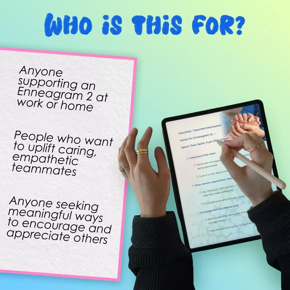 Checklist: “Heartfelt Motivation Hacks for Enneagram 2s — Spark Their Spirit, Fuel Their Drive!” | How to Motivate Enneagram 2s | Digital Download for Empathic Goal-Getters