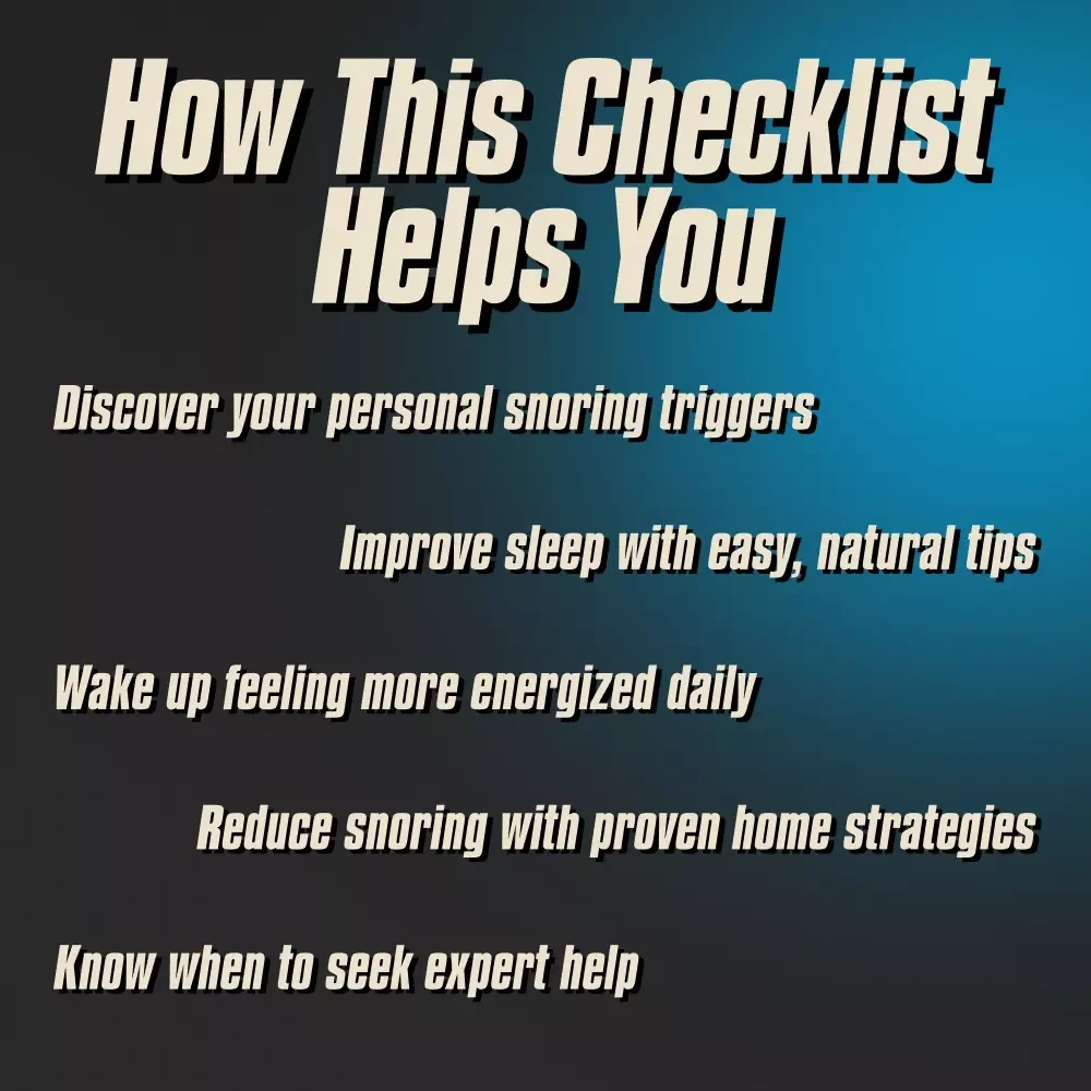 Snore No More Sleep Success Checklist | How to Not Snore at Night | Printable Anti-Snoring Guide, Digital Sleep Checklist for Better Rest