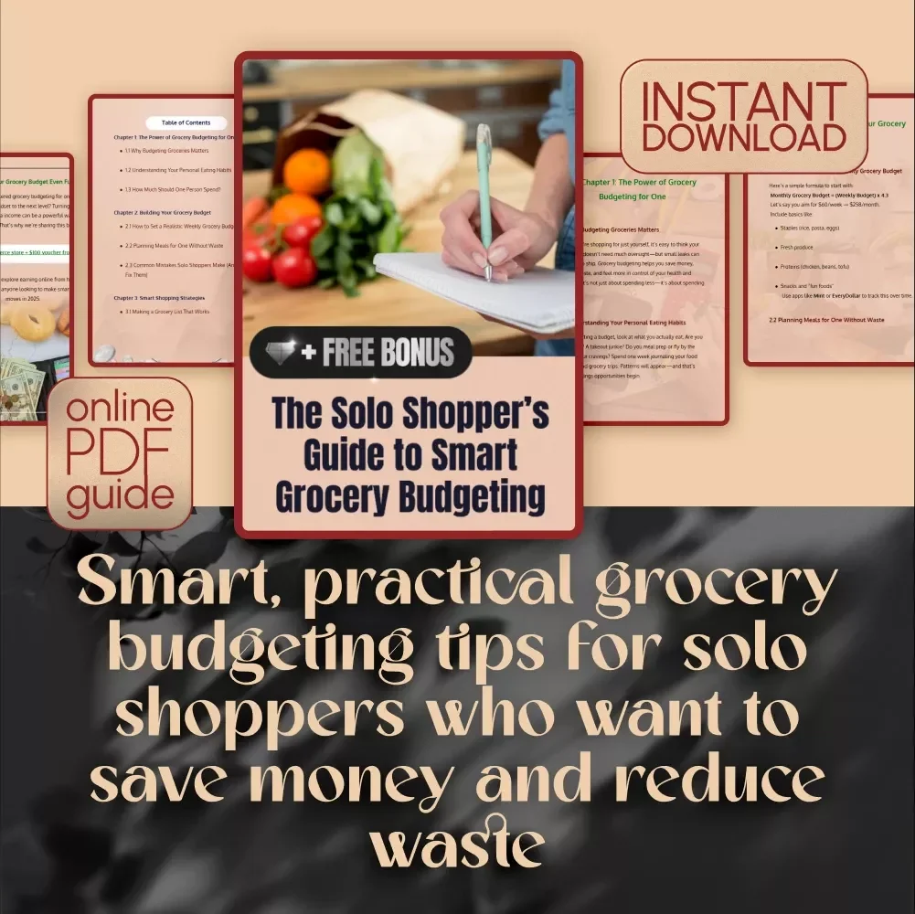 The Solo Shopper’s Guide to Smart Grocery Budgeting | Digital Download for How to Budget Groceries for 1 | Meal Planning Guide for One