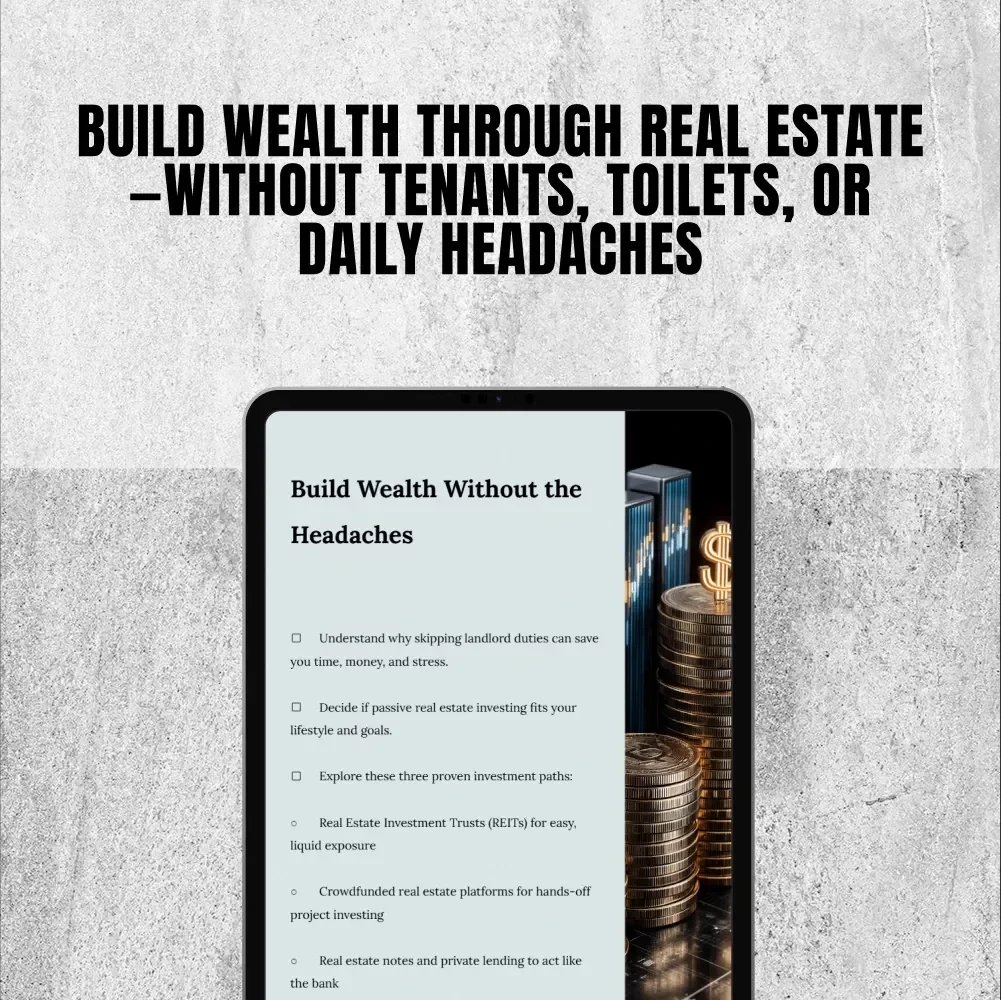Build Wealth Without the Headaches – How to Invest in Real Estate Without Being a Landlord | Passive Income Checklist | Digital Download