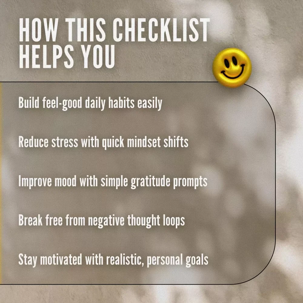 Bright Side Blueprint: Your Daily Positivity Checklist | Digital Download for How to Find Positivity in Life | Printable Checklist PDF