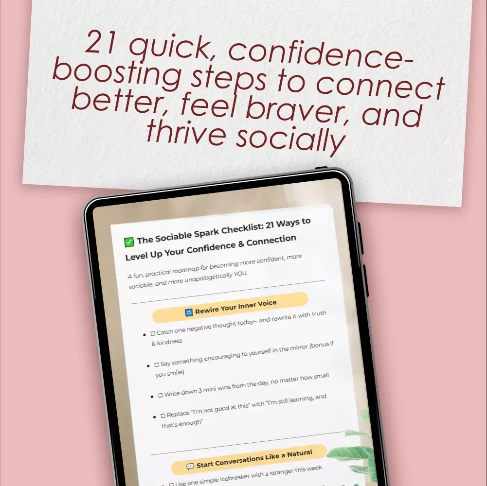 The Sociable Spark Checklist: 21 Ways to Level Up Your Confidence & Connection | How to Become More Sociable and Confident Digital Download