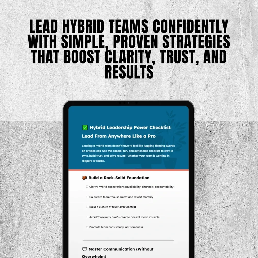 Hybrid Leadership Power Checklist: Lead From Anywhere Like a Pro | How to Lead Hybrid Teams | Digital Download for Modern Managers