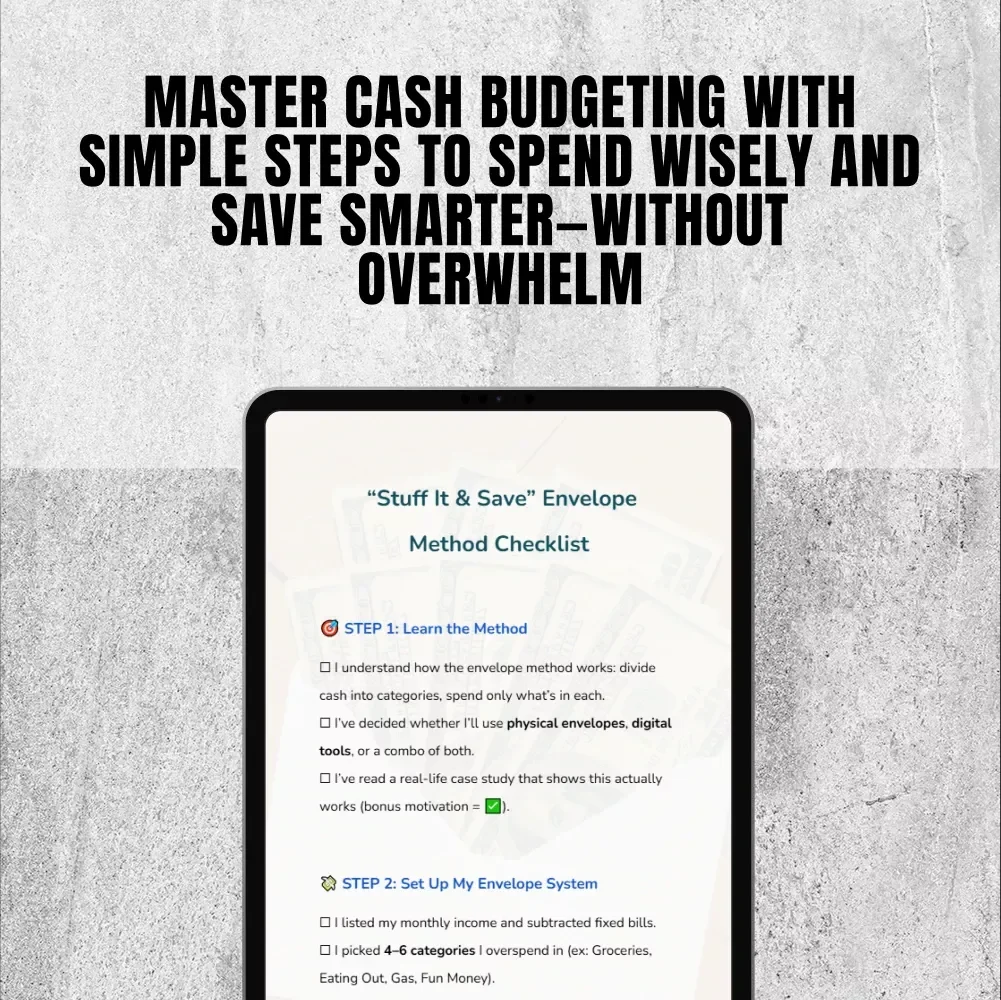 “Stuff It & Save” Envelope Method Checklist | Budgeting Checklist PDF | Cash Envelopes Savings System | Digital Download