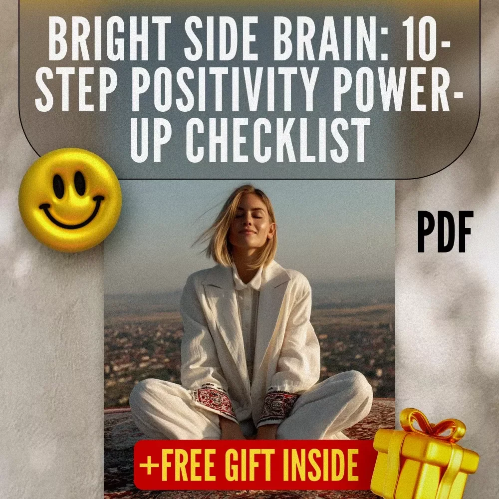 Bright Side Brain: 10-Step Positivity Power-Up Checklist | Digital Download for How to Think Positive When Stressed | Printable Mental Wellness Checklist