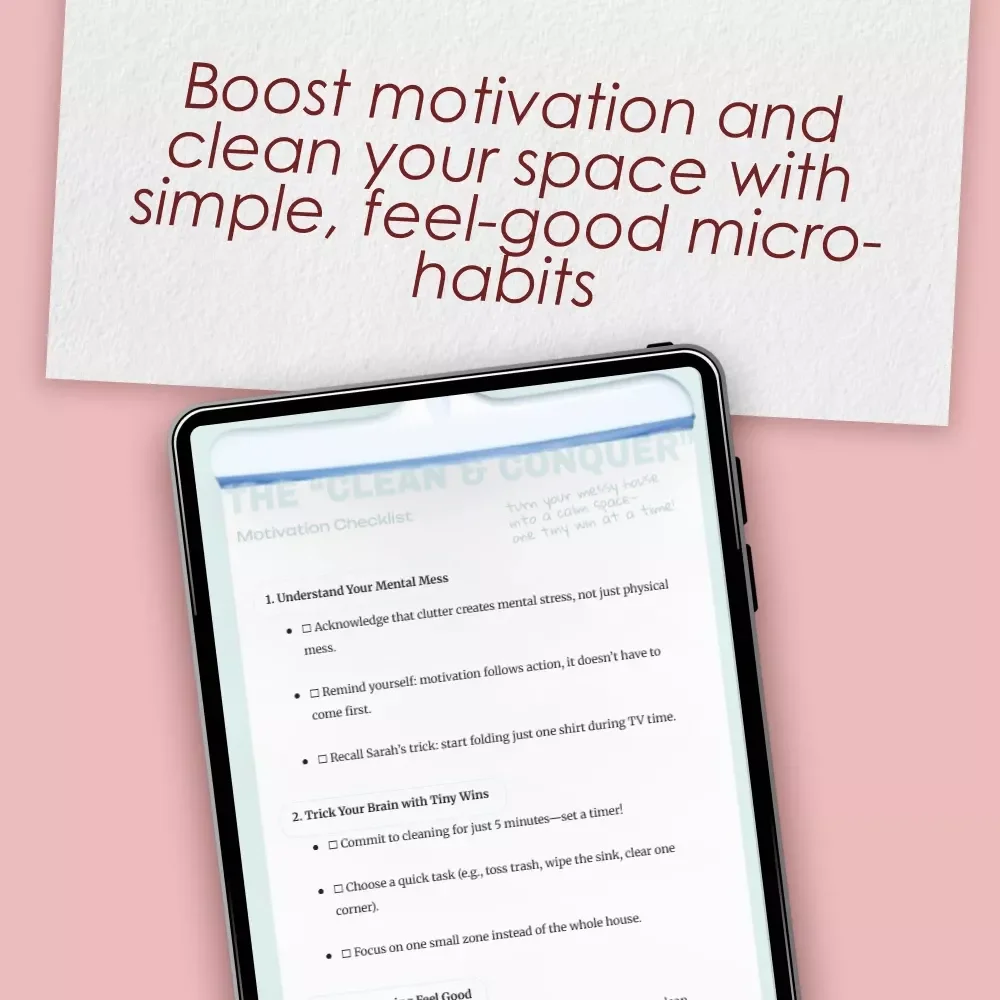The “Clean & Conquer” Motivation Checklist | Digital Download for How to Get Motivated to Clean a Messy House