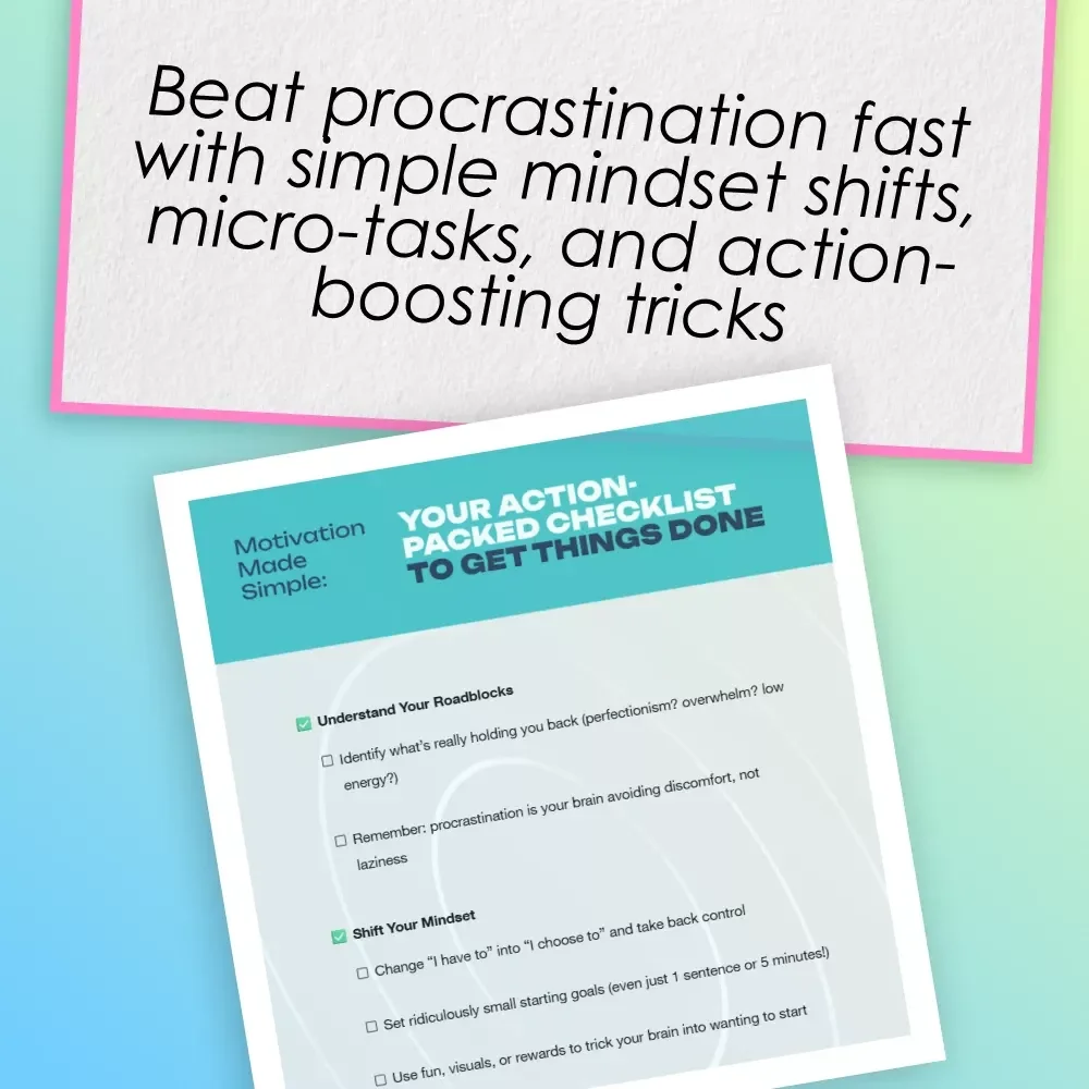Motivation Made Simple: Your Action-Packed Checklist to Get Things DONE | How to Motivate Yourself to Complete a Task | Productivity Printable Digital Download