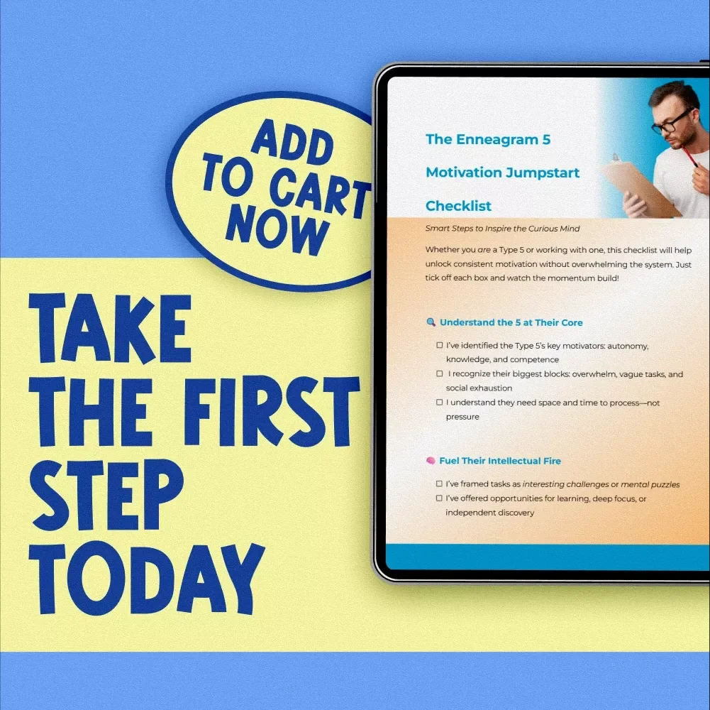 The Enneagram 5 Motivation Jumpstart Checklist | Digital Download | How to Motivate Enneagram 5 Guide for Personal Growth
